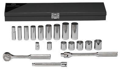 Wright Tool 21 Piece Standard & Deep Socket Sets, 3/8 in, 6 Point, 337