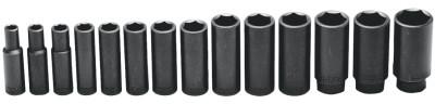 Wright Tool 14 Piece Deep Impact Socket Sets, 1/2 in, 6 Point, 407