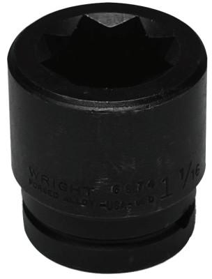 Wright Tool 8 Point Double Square Impact Railroad Sockets, 3/4 in Drive, 1 1/16 in, 8 Points, 6874