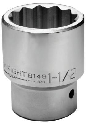 Wright Tool 1" Dr. Standard Sockets, 1 in Drive, 1 7/16 in, 12 Points, 8146