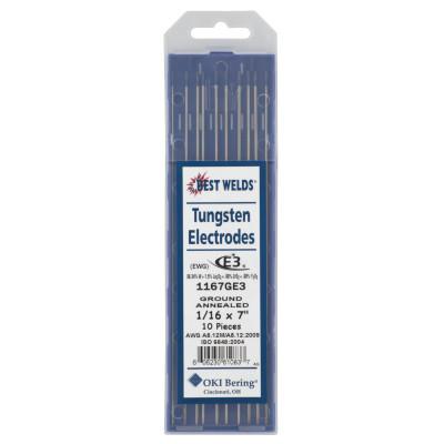 ORS Nasco Tungsten Electrode, E3, 7 in, Size 1/16, 1167GE3