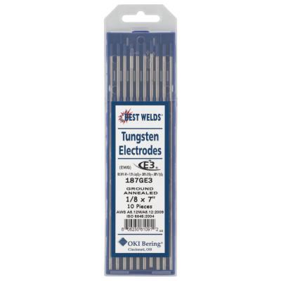 ORS Nasco Tungsten Electrode, E3, 7 in, Size 1/8, 187GE3