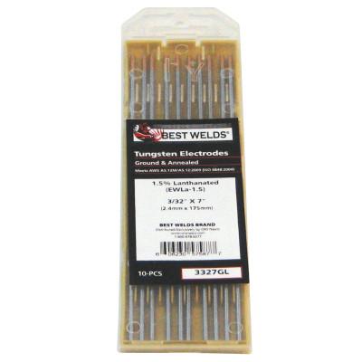 ORS Nasco Tungsten Electrode, 1.5% Lanthanated, 7 in, Size 3/32, 3327GL