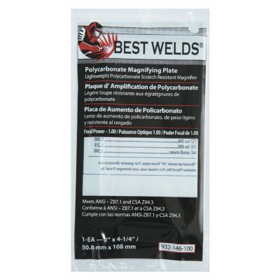 Best Welds Plastic Magnifier Plate, 2 in x 4.25 in, 1 Diopter, Polycarbonate, Clear, 932-146-100