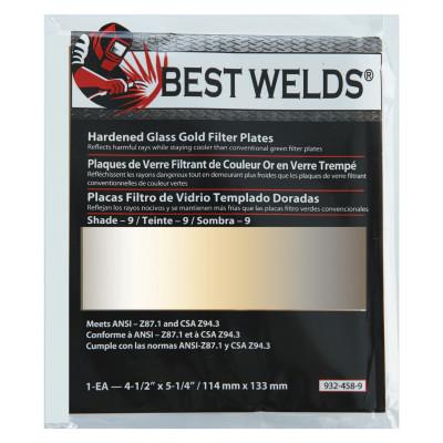 Best Welds Hardened Glass Gold Filter Plate, Gold/9, 4.5 in x 5.25 in, SH9, Glass, 932-458-9