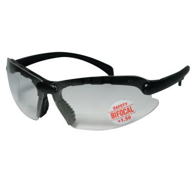 ORS Nasco Contemporary Bifocal Safety Glasses, 1.5 Diopter, Clear, Polycarbonate Lens, Black Frame, CC150