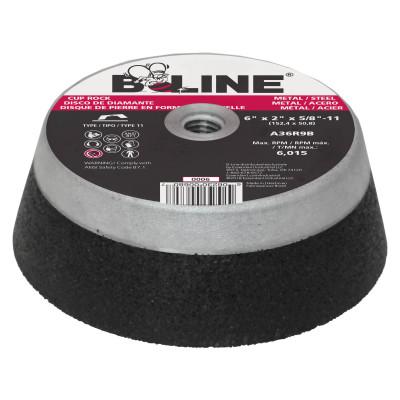 B-Line Resin Bonded Abrasives, 5 in Dia., 2 in Thick, 5/8 in - 11 Arbor, 16 Grit, 005S
