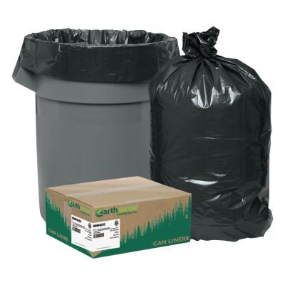 WEBSTER INDUSTRIES Recycled Can Liners, 33gal, 1.25mil, 33 x 39, Black, RNW4050