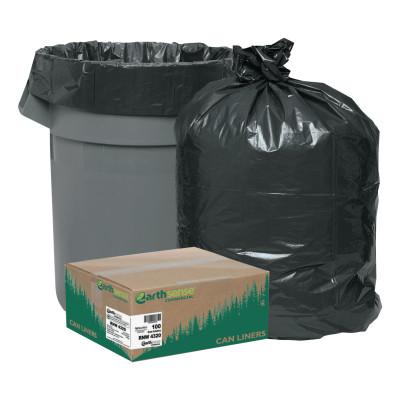 WEBSTER INDUSTRIES Recycled Can Liners, 56gal, 2mil, 43 x 47, Black, RNW4320