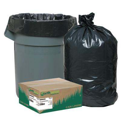 WEBSTER INDUSTRIES Recycled Can Liners, 55-60gal, 1.25mil, 38 x 58, Black, RNW6050